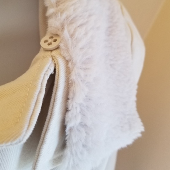 Gap Women Moto Zip Biker Jacket Fur Collar Ivory - Picture 4 of 12